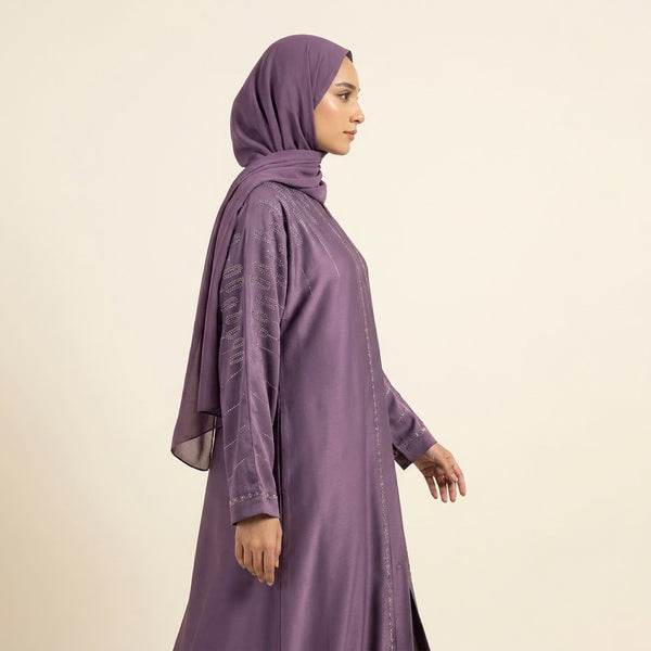 Close-up detail of Front Open Abaya showcasing fabric texture