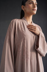 Close-up detail of Aurora Stone Abaya showcasing the design work