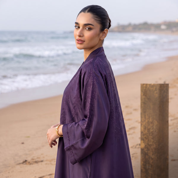 Royal Plum Feather Abaya