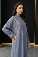 Steel Royal Feather Rhinestone Abaya