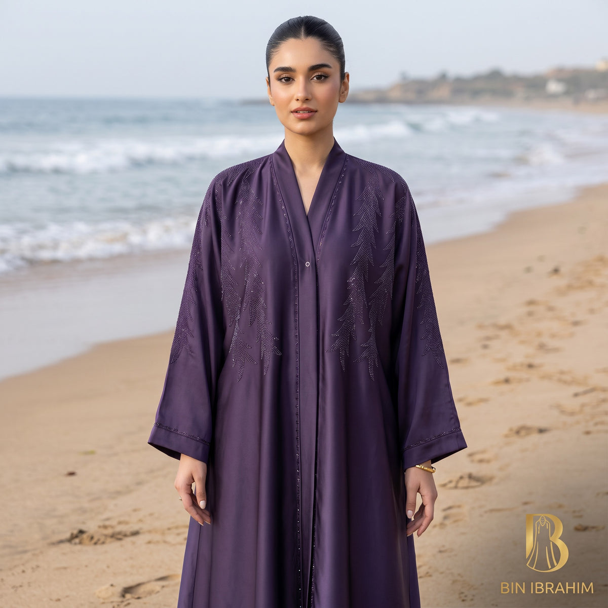 Royal Plum Feather Abaya