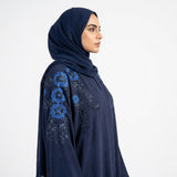 Front view of Sapphire Bloom Embroidered Coat - premium Premium Textured Zoom Fabric modest wear