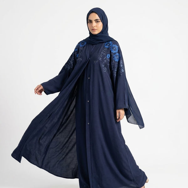 Styled look of Sapphire Bloom Embroidered Coat